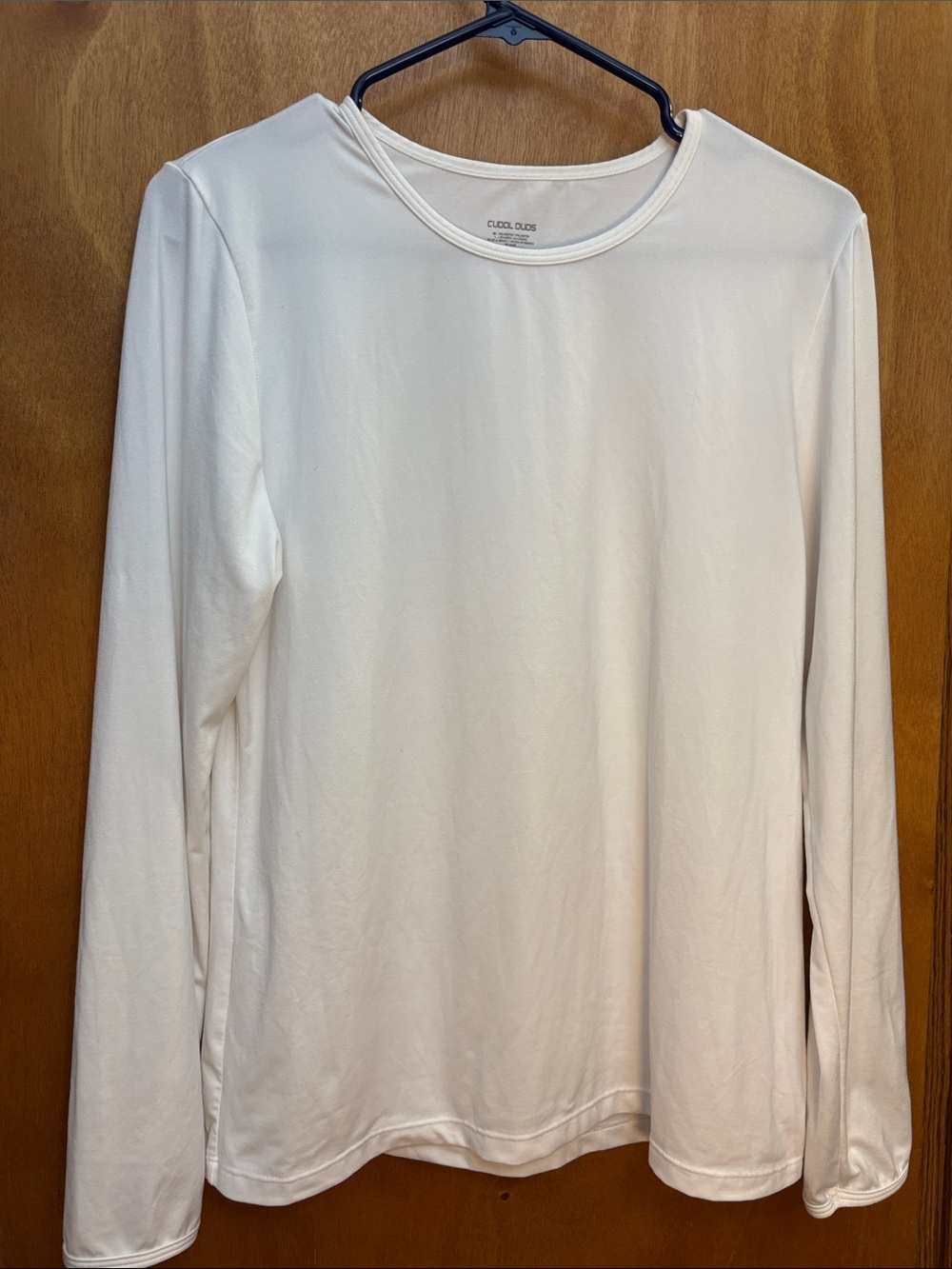 Cuddl Duds Long Sleeve Crew Top -white, large